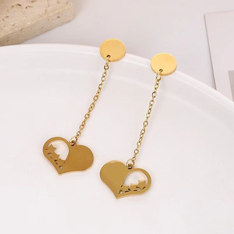 Серьги-цепочки с ажурными сердцами 1J11533CJJ Серьги-цепочки с ажурными сердцами 1J11533CJJ