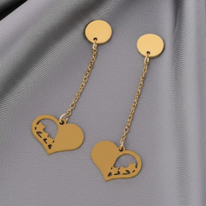Серьги из стали сердце с напылением золотом J11533CJJ Серьги из стали сердце с напылением золотом J11533CJJ
