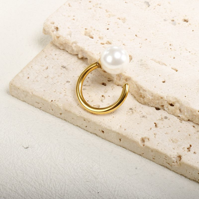 Минималистичное кольцо с крупной жемчужиной CJL25912