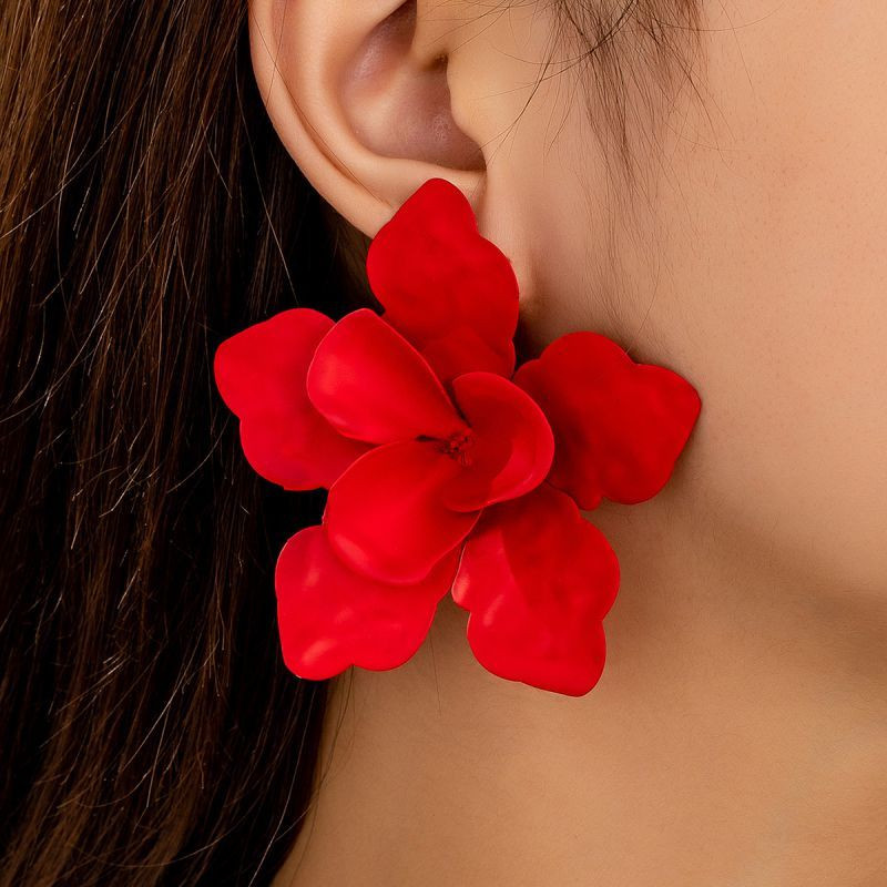 Яркие серьги-пусеты бархатные цветы CJM14380