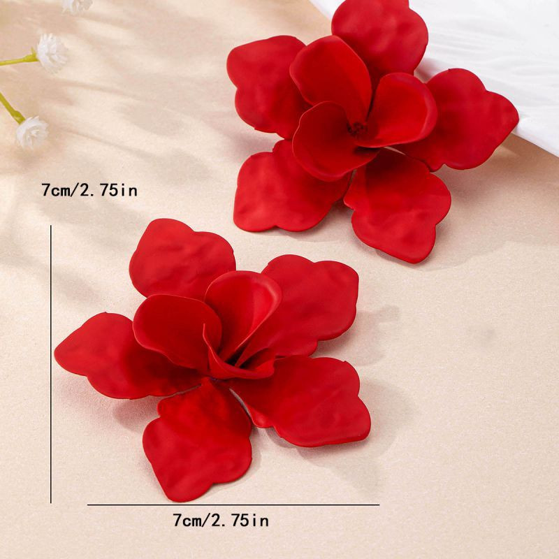 Яркие серьги-пусеты бархатные цветы CJM14380