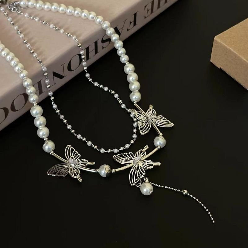 Двухслойная Цепочка с подвесками в виде бабочек CJD68635