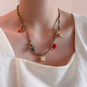 Цепочка с разноцветными подвесками в форме ягод и цветов CJP41106 Цепочка с разноцветными подвесками в форме ягод и цветов CJP41106