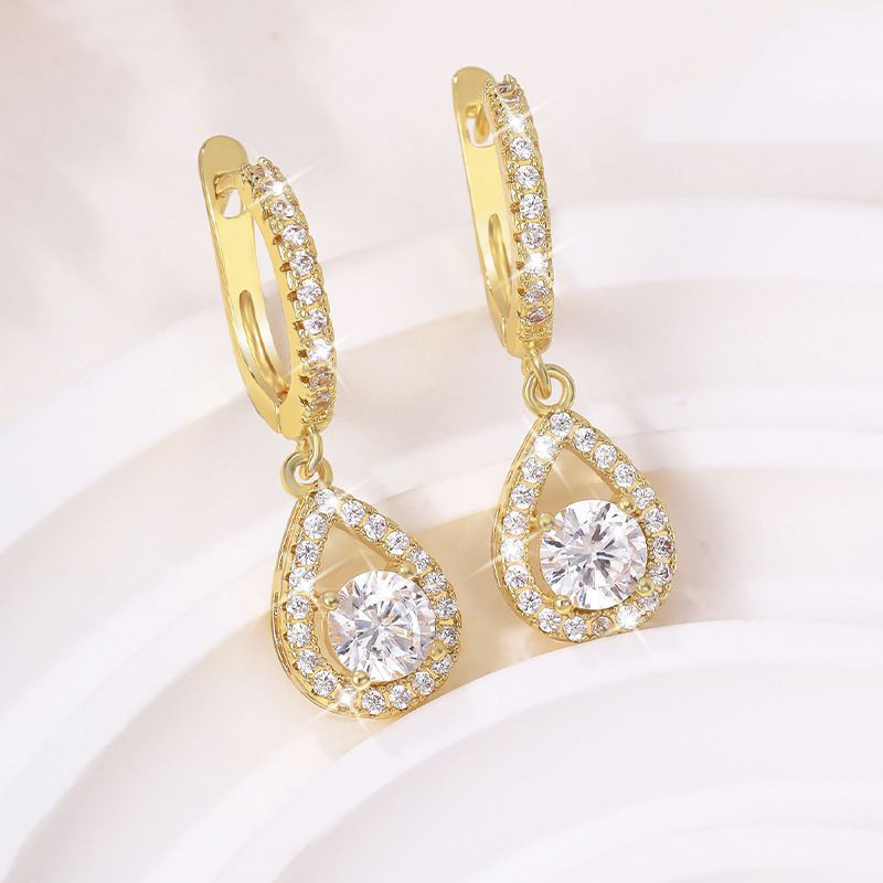 Висячие серьги-капли с подвижным кристаллом CJL32163