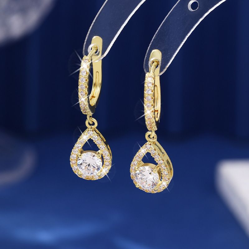 Висячие серьги-капли с подвижным кристаллом CJL32163