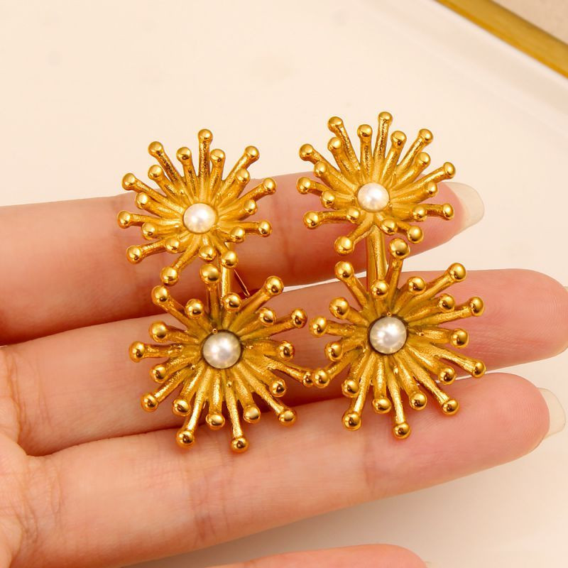 Серьги-гвоздики Солнца с жемчугом CJP52852