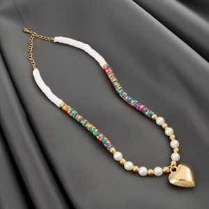 Многоцветные Бусы с этническим характером и золотистым сердцем G66996MSK