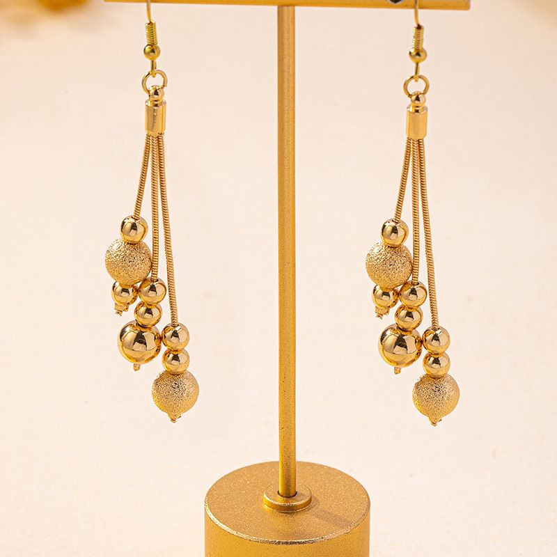 Длинные серьги-грозди с бежевым жемчугом CJP54225