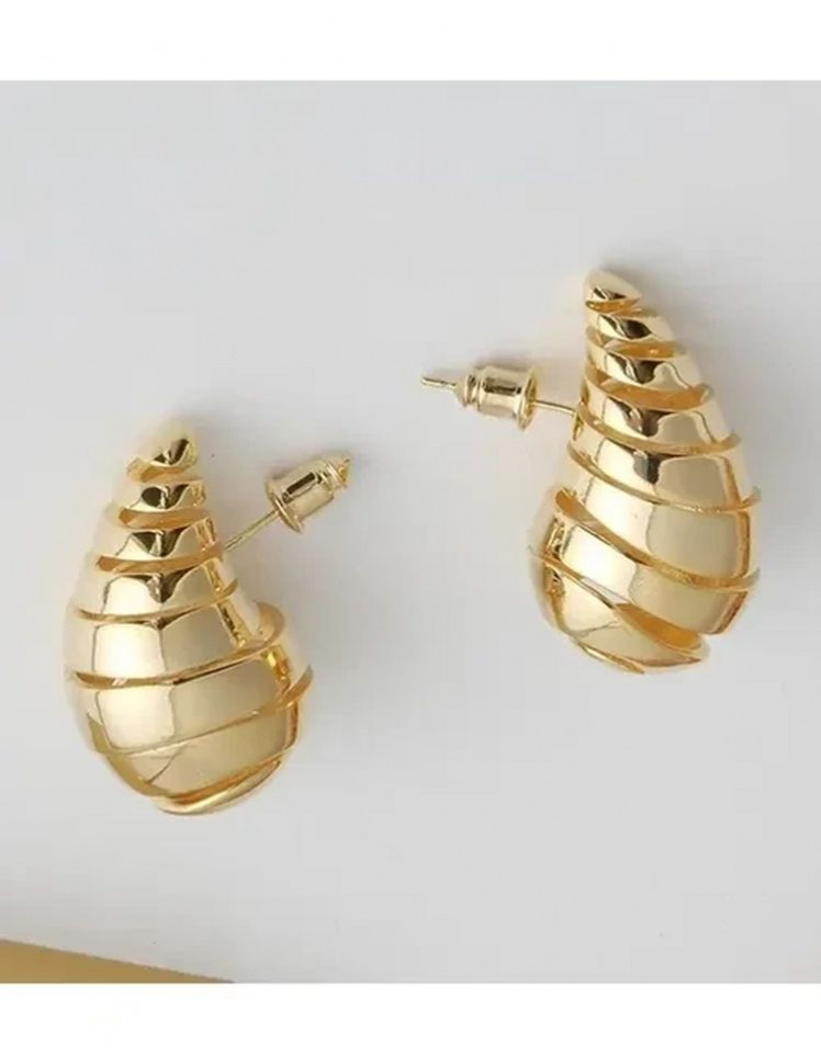 Серьги латунь с напылением золотом личинка шелкопряда J10049CJJ