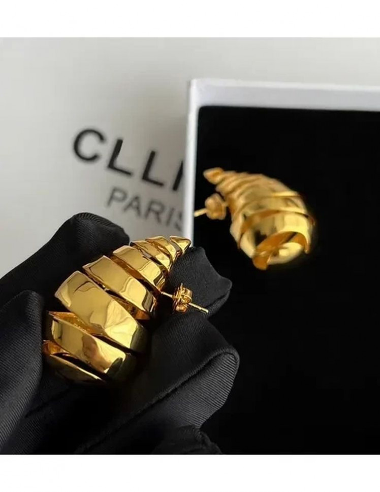 Серьги латунь с напылением золотом личинка шелкопряда J10049CJJ