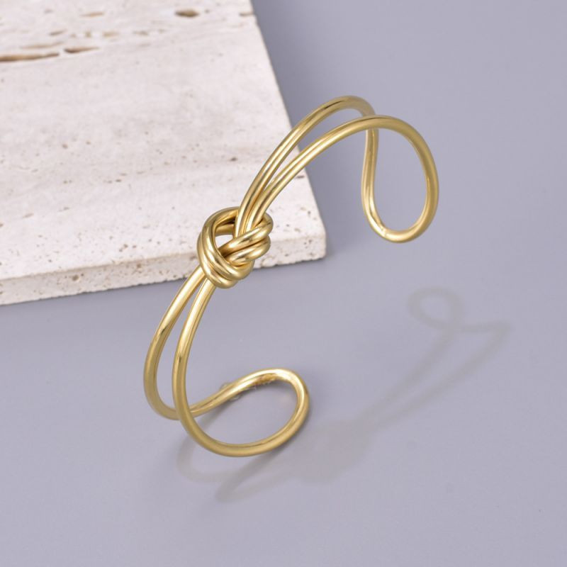 Браслет жесткий с декоративным узлом и двойным ободом CJQ29268