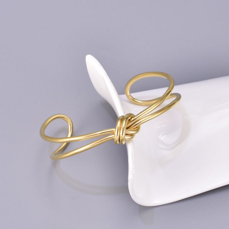 Браслет жесткий с декоративным узлом и двойным ободом CJQ29268