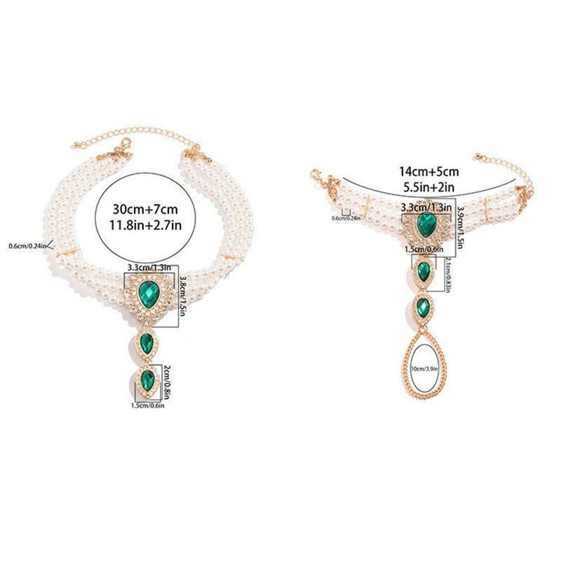 Браслет слейв жемчужная роскошь с изумрудным акцентом CJM03542