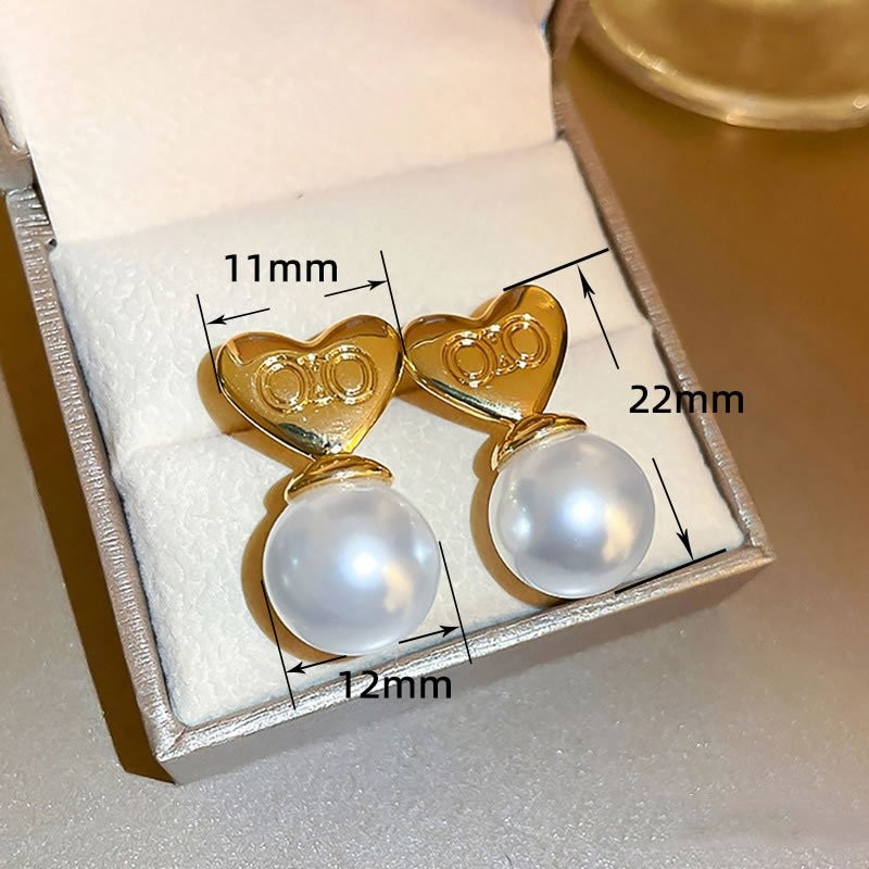 Серьги-пусеты «Сердца» с крупным жемчугом N71052