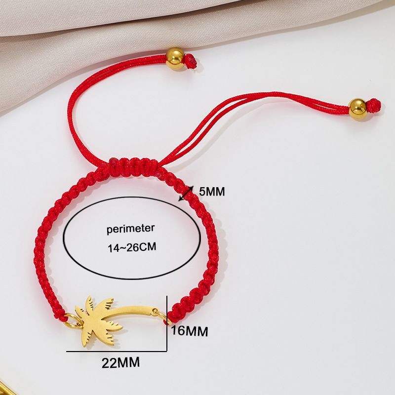 Браслет плетеная нить с золотистой пальмой CJQ92955